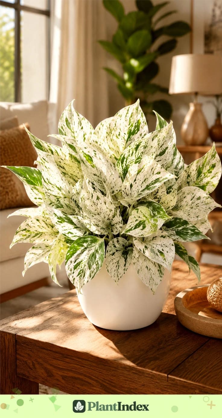Aglaonema Snow White styled in a room