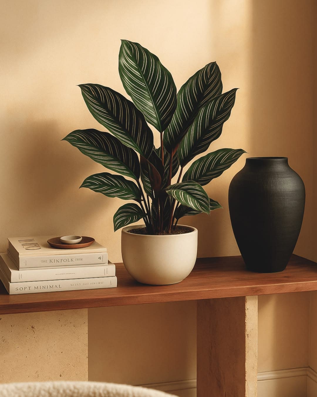 Calathea Sanderiana styled in a room