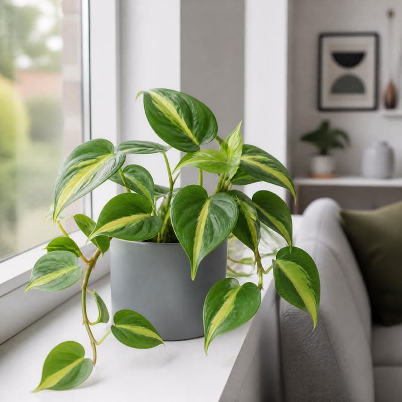 Philodendron Brasil styled in a room