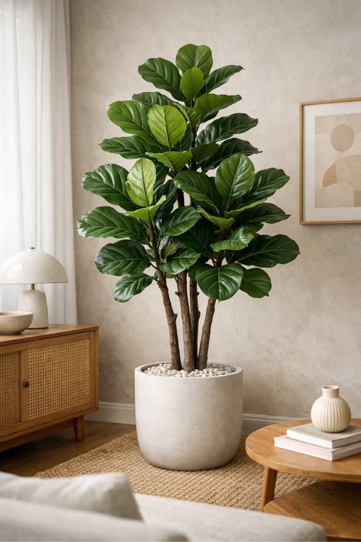 Fiddle Leaf Fig styled in a room