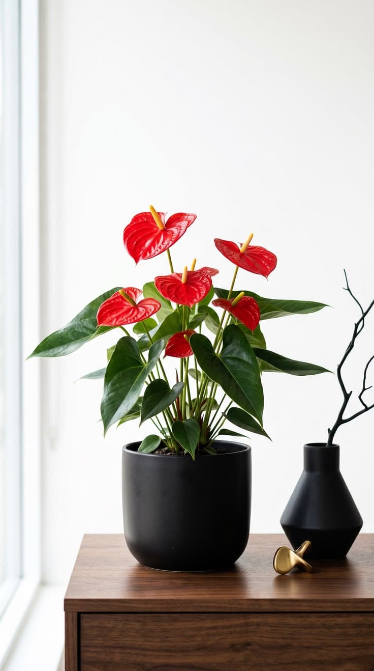 Anthurium Livium styled in a room